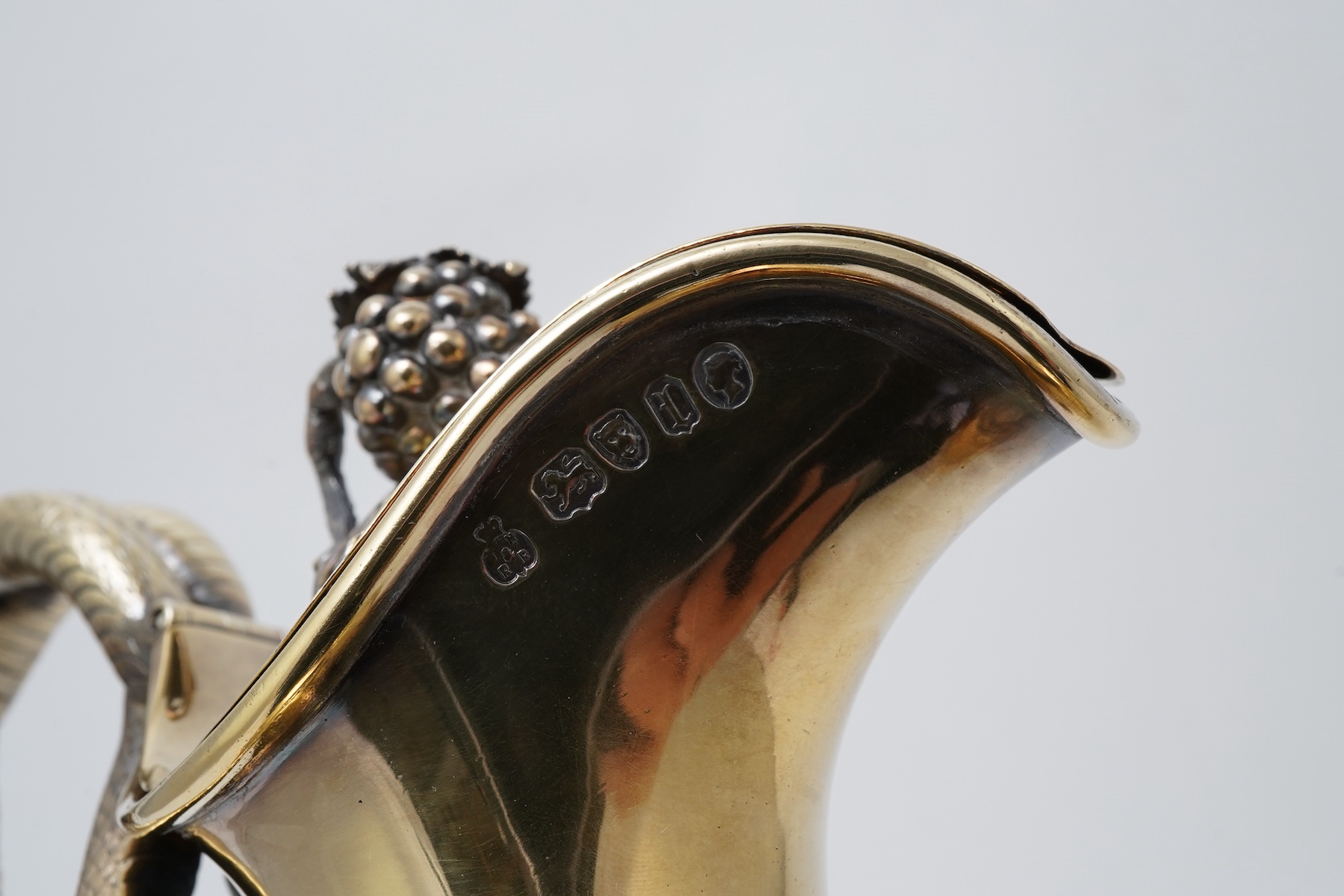 A good Victorian silver gilt pedestal claret jug by Hunt & Roskell, late Storr & Mortimer